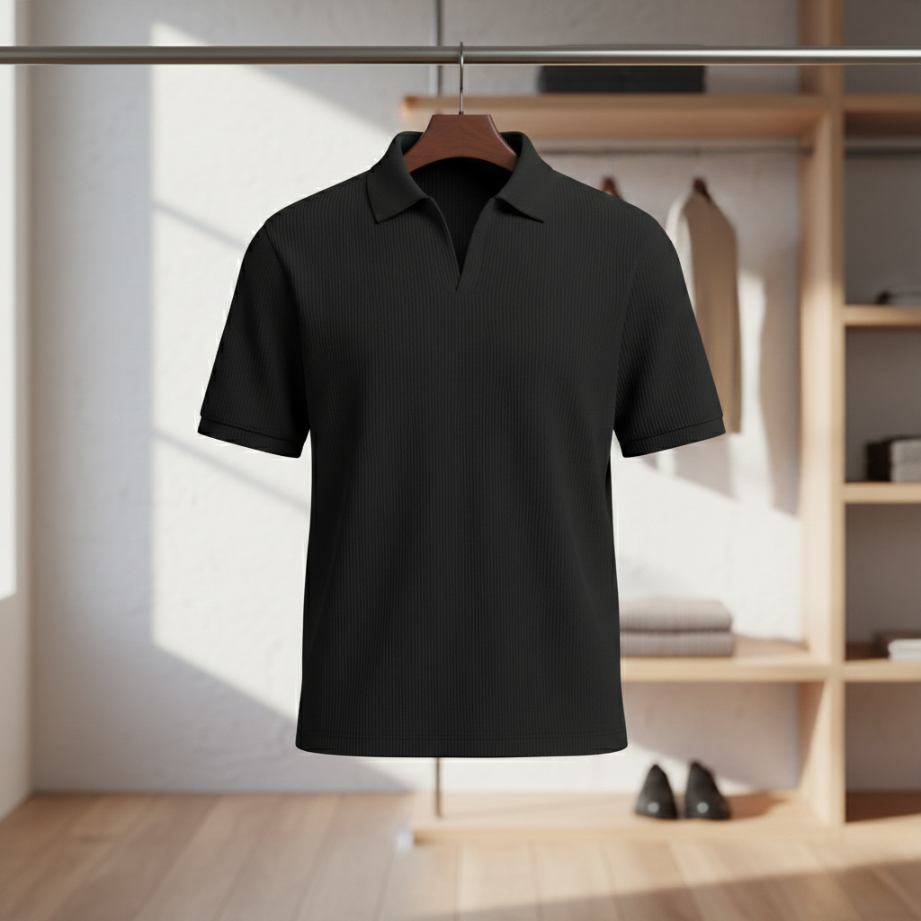 تیشرت میله ای یقه دار tavar-مشکی